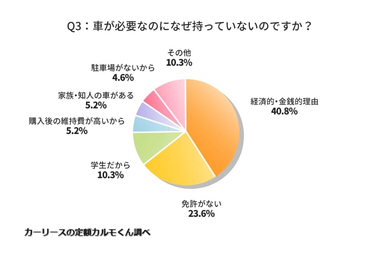 3. （Q2で「自家用車を持っていない」と回答した方）車が必要なのになぜ持っていないのですか？