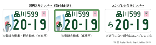 ラグビーワールドカップ特別仕様ナンバープレート